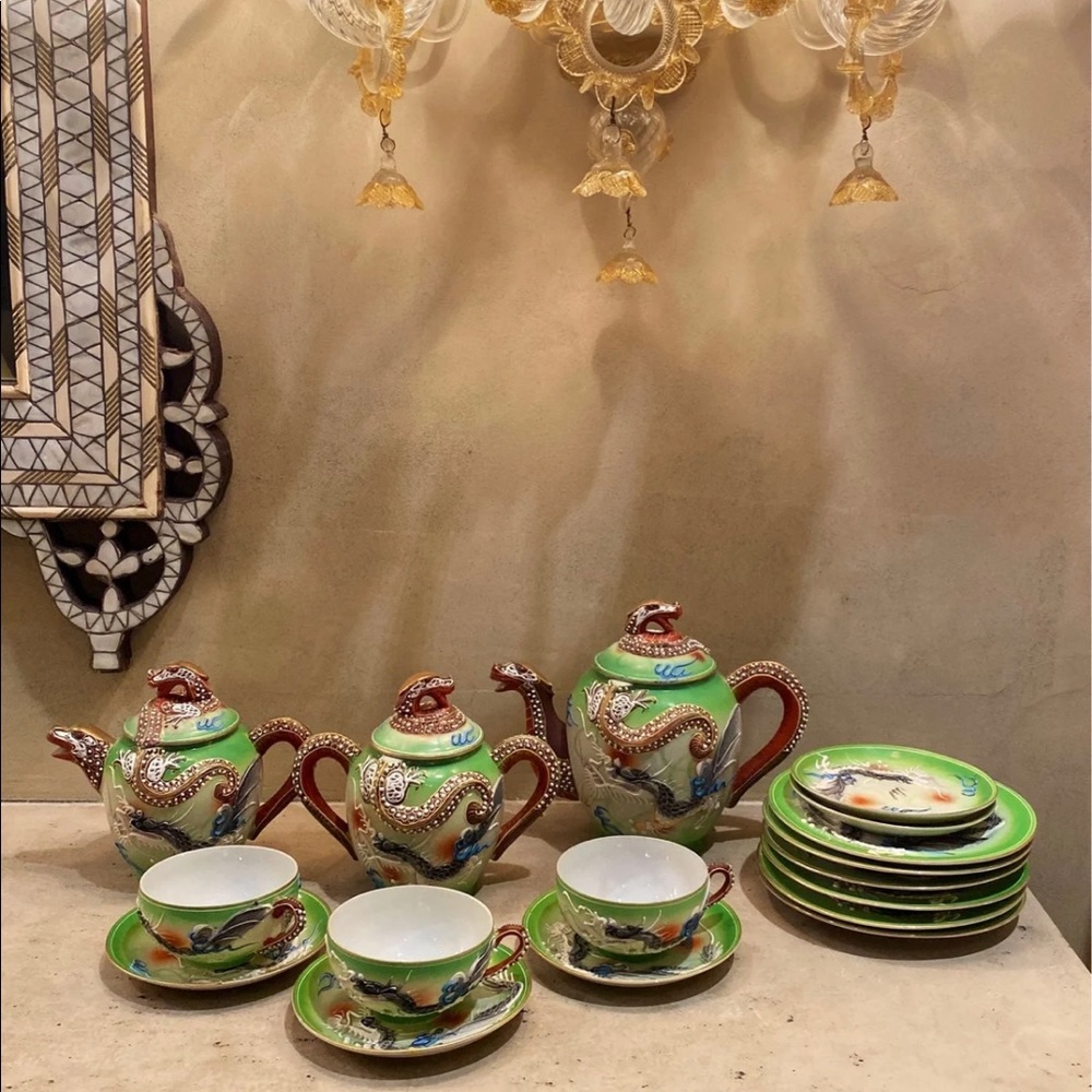 IISA Green Japanese porcelain tea set 1900’s